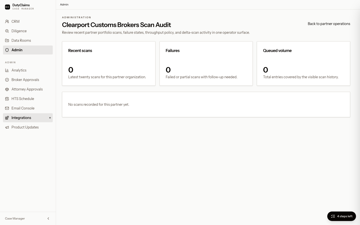 Partner scan audit page.