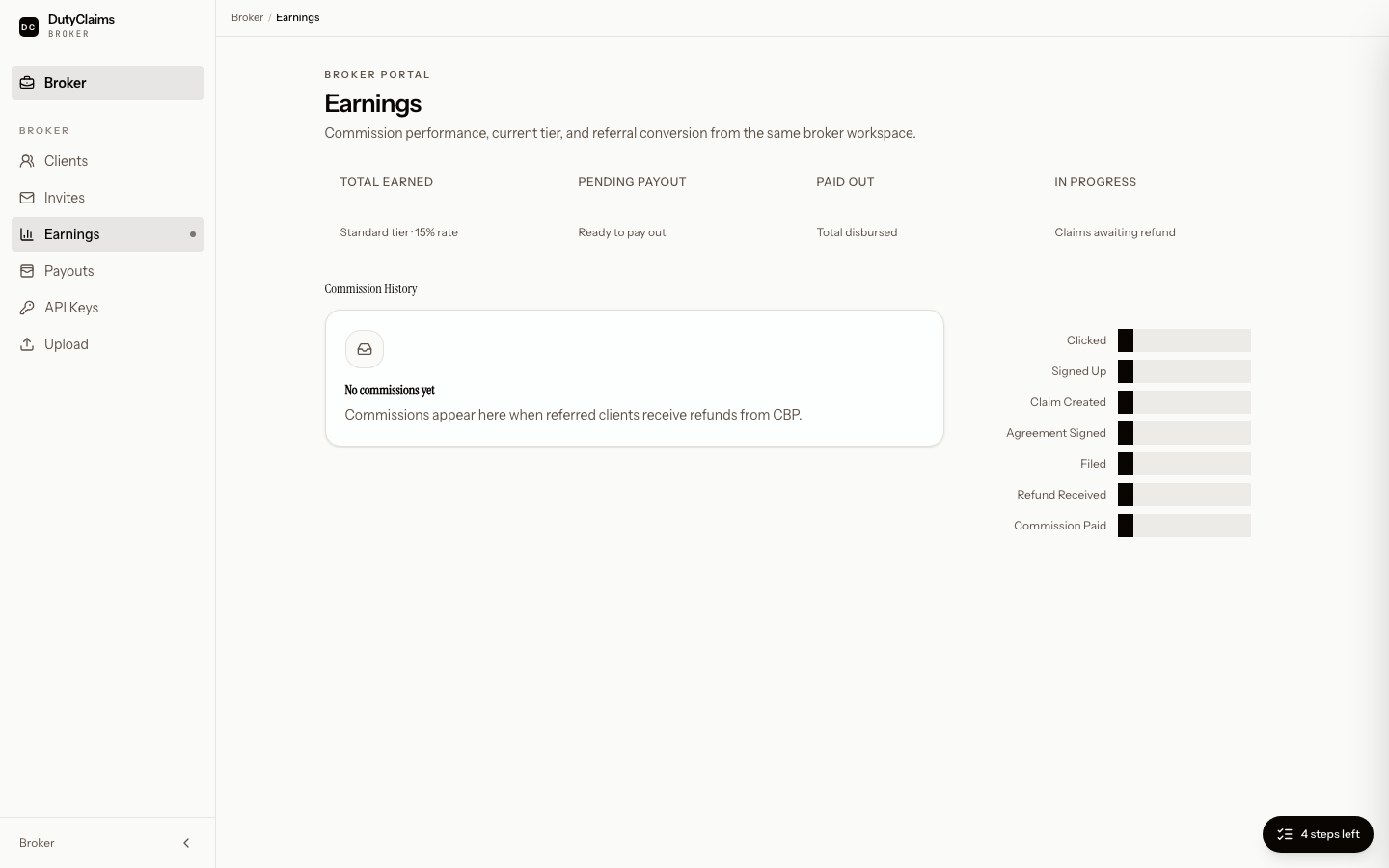 Broker earnings page.